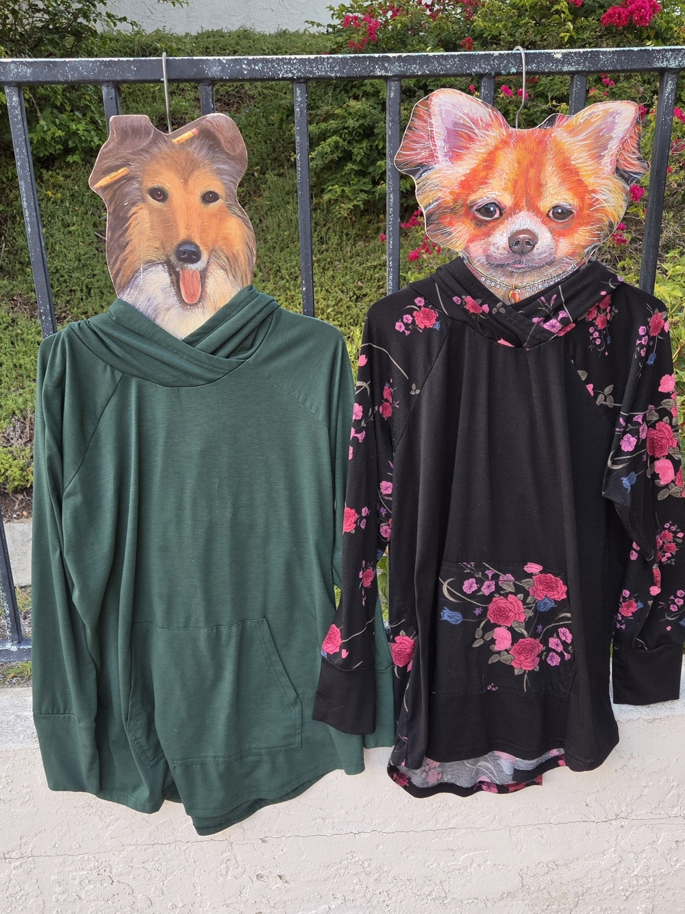LuLaRoe Green Hoodie & LuLaRoe Black Floral Amber Hoodie